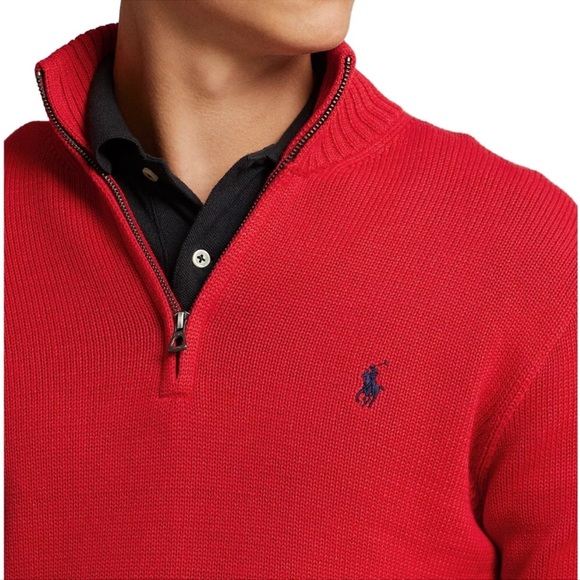 Polo by Ralph Lauren 100% Cotton Quarter Zip Navy Sweater sz L - Picture 10 of 11